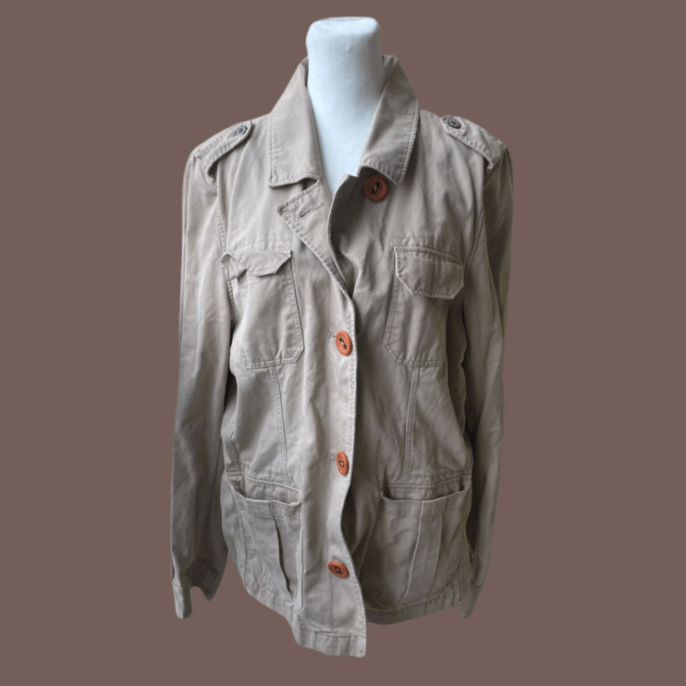 Old Navy Safari Utility Coat | Tan Cotton | Size XL | Vintage